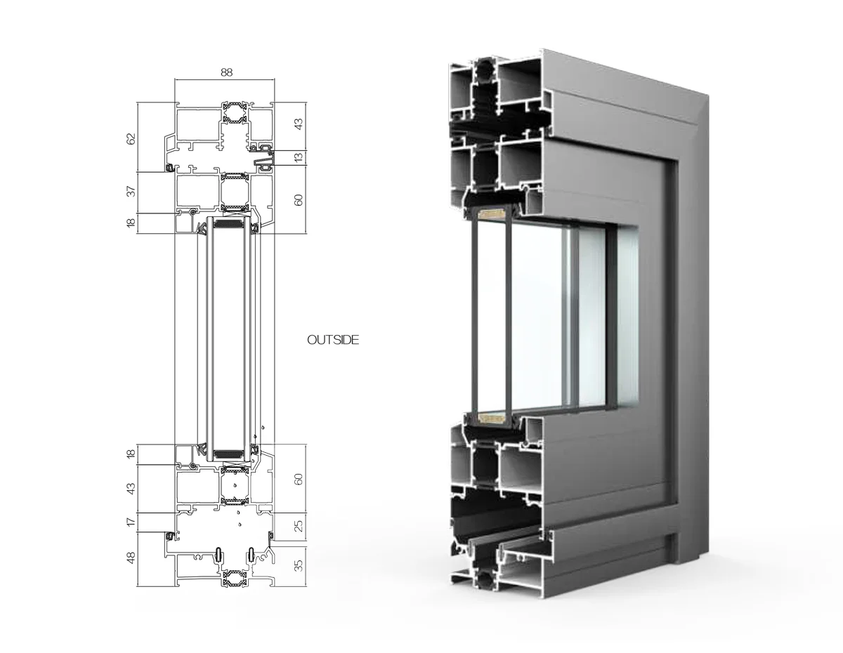 88-SERIES-THERMALBREAK-ALUMINUM-FOLDING-DOOR截面